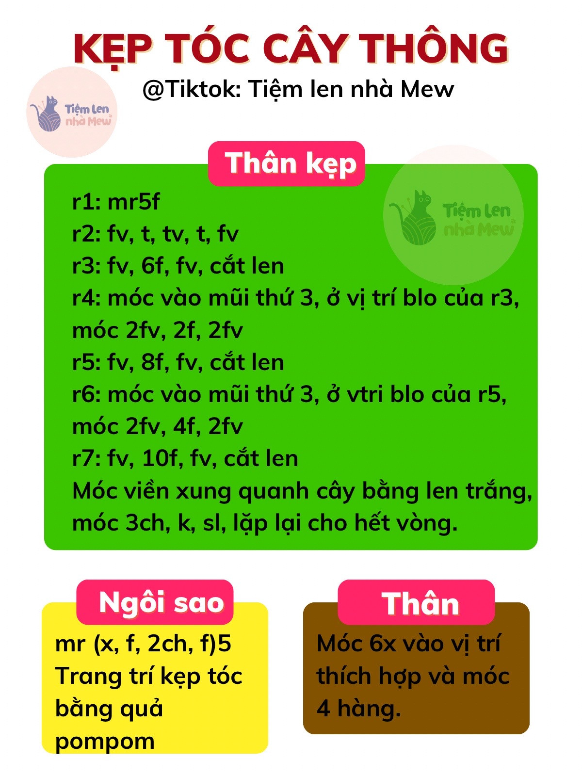 Chart móc kẹp tóc cây thông xinh lém
