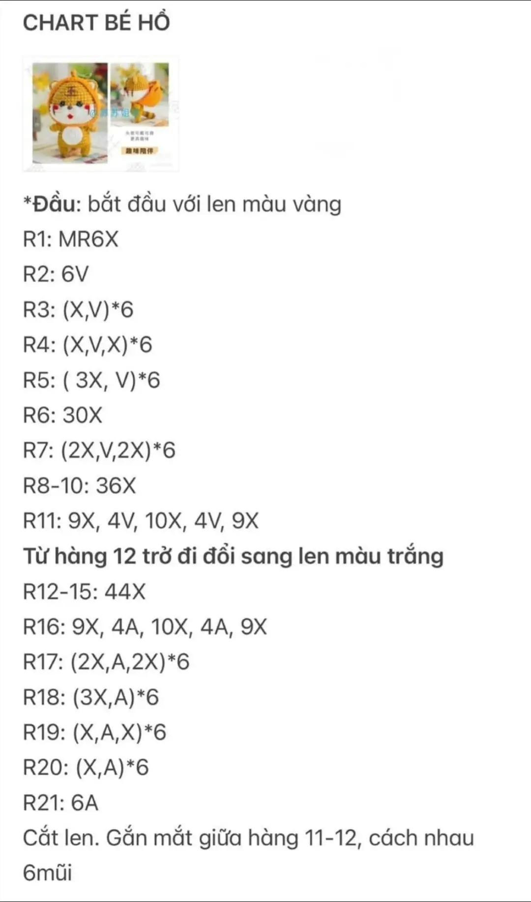 Chart móc len 12 con giáp đáng yêu - Phần 3