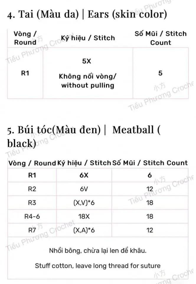 Chart móc len búp bê dễ thương cho người yêu thích thủ công