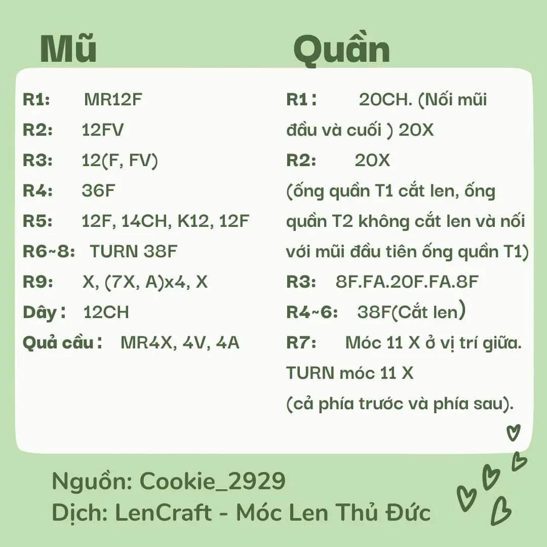 Chart móc len búp bê Labubu đáng yêu và dễ thương
