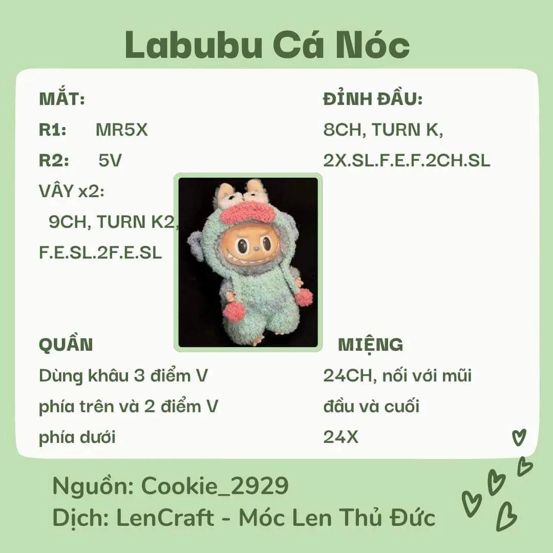 Chart móc len búp bê Labubu đáng yêu và dễ thương