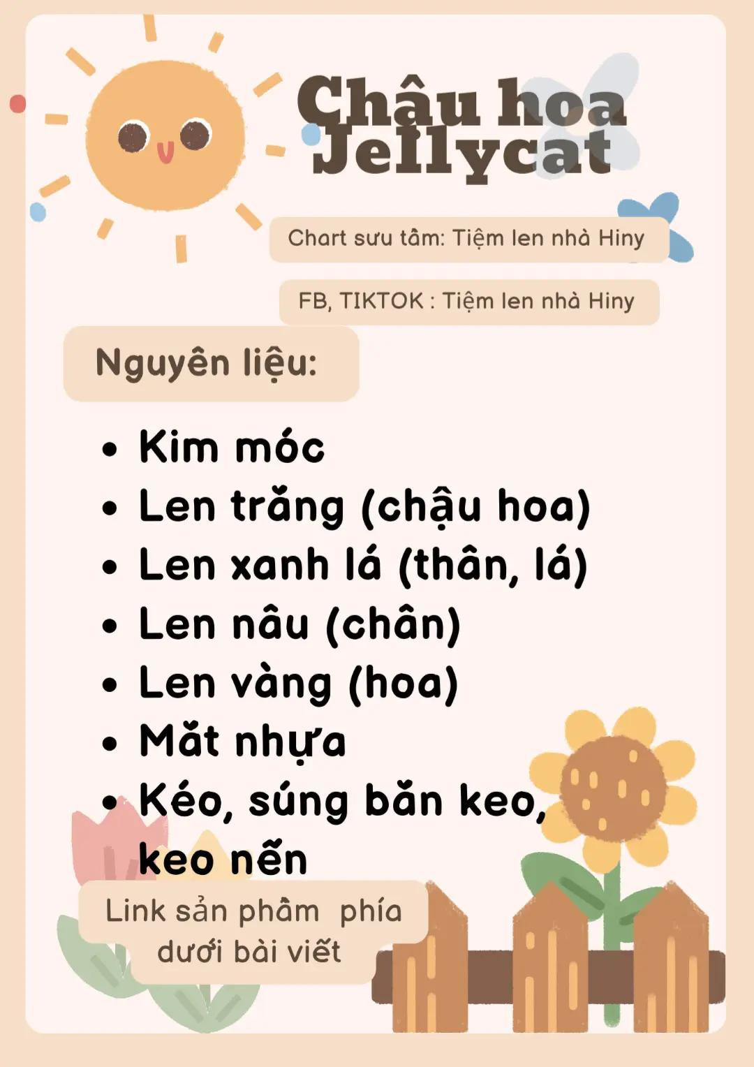 Chart móc len chậu hoa Jellycat từ Tiệm len nhà Hiny