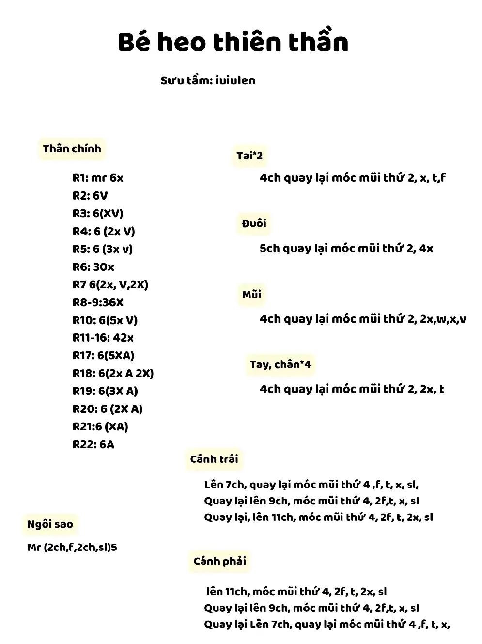 Chart móc len heo thiên thần dễ thương với cánh và vòng hào quang