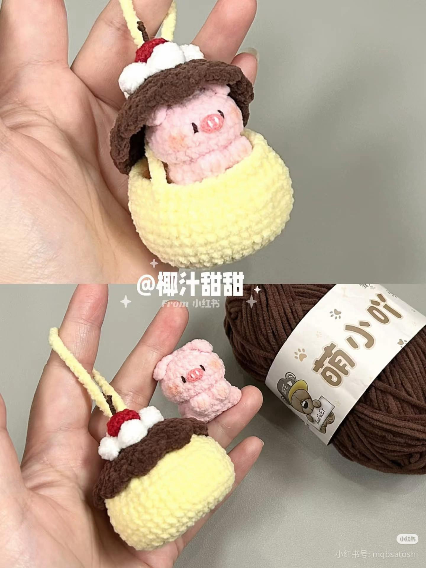 Chart móc len hình heo bánh pudding dễ thương cho người mới bắt đầu