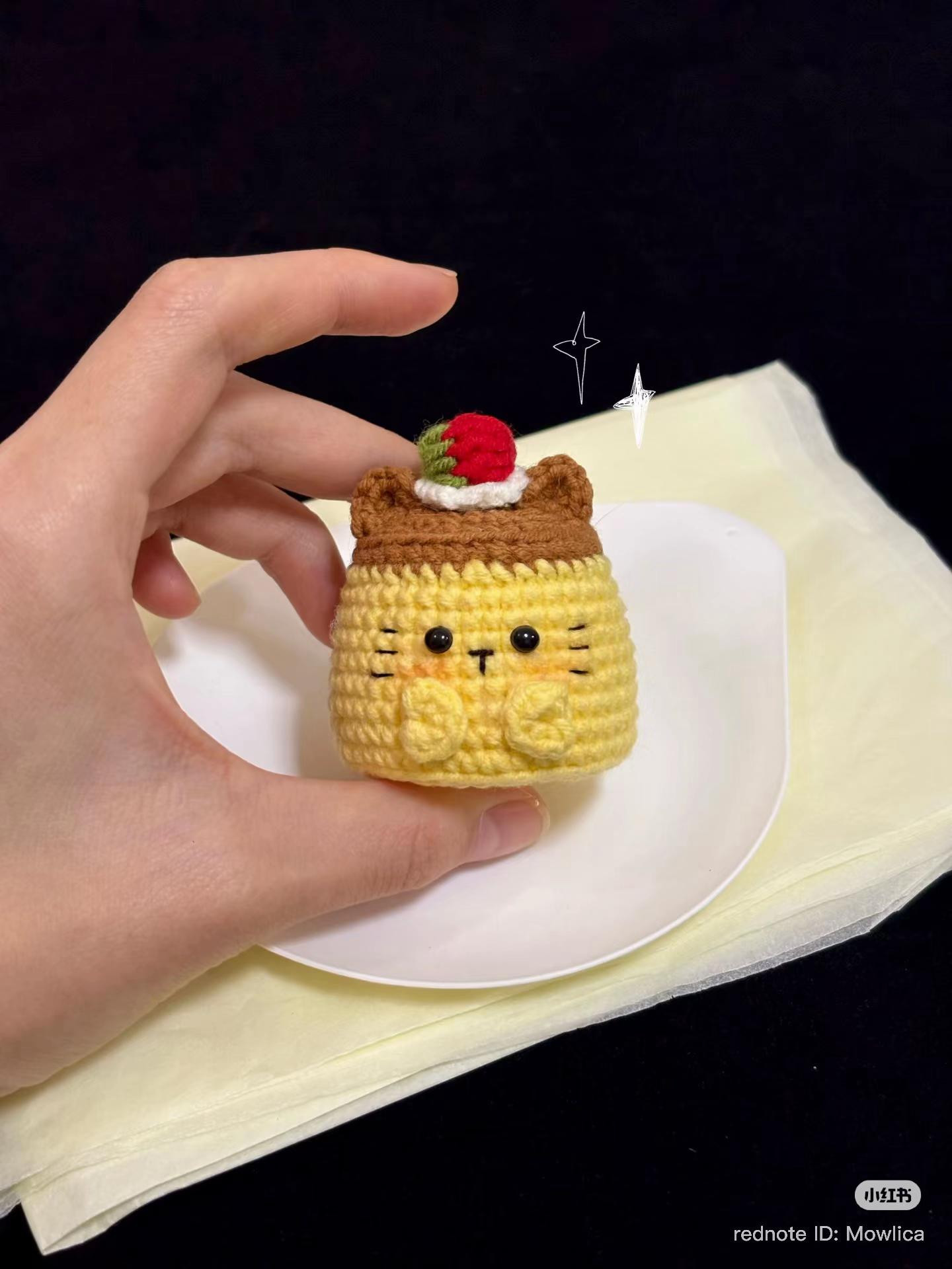 Chart móc len hình pudding mèo dễ thương cho người mới bắt đầu