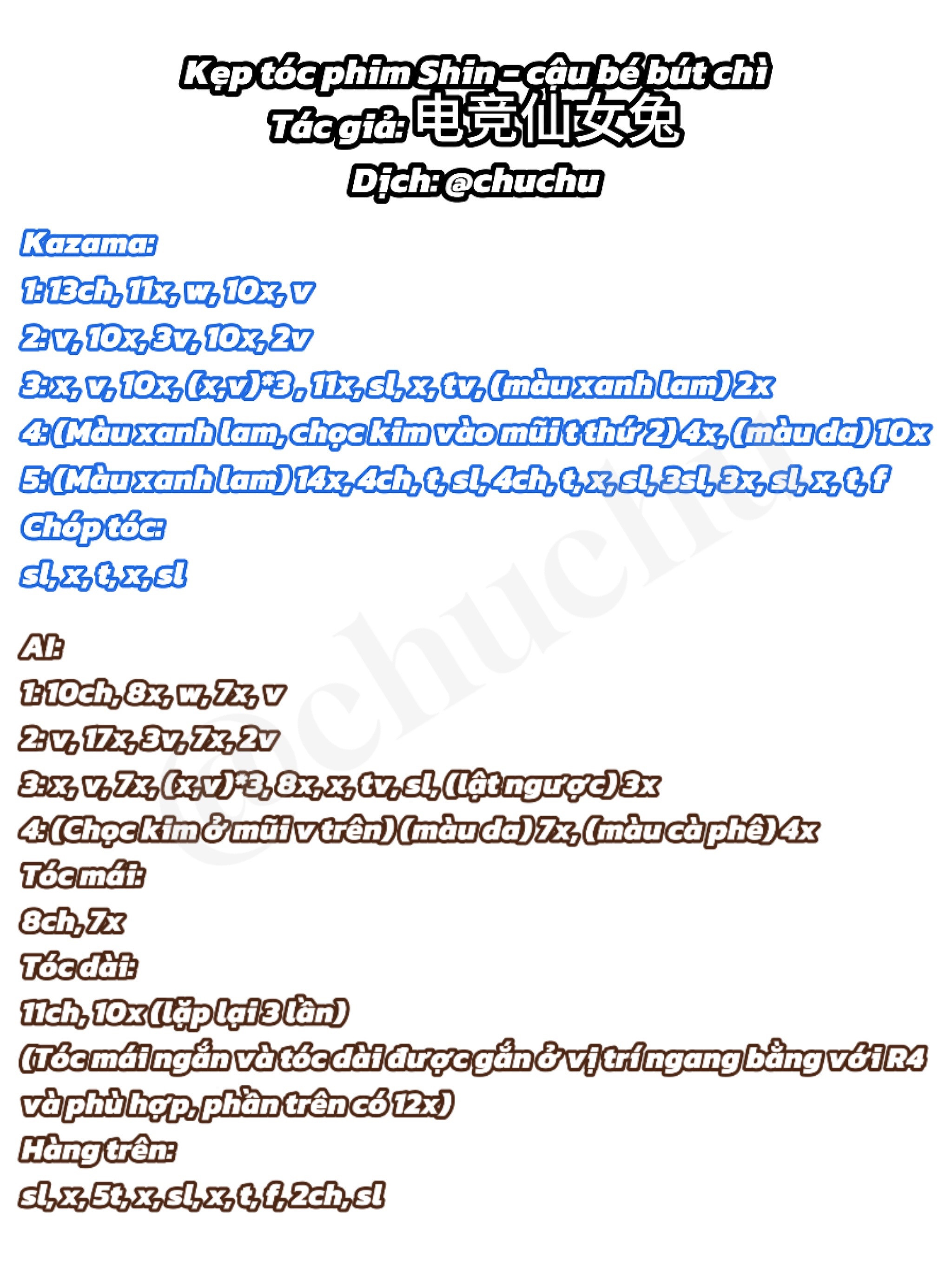 Chart móc len kẹp tóc phim Shin - cậu bé bút chì dễ thương