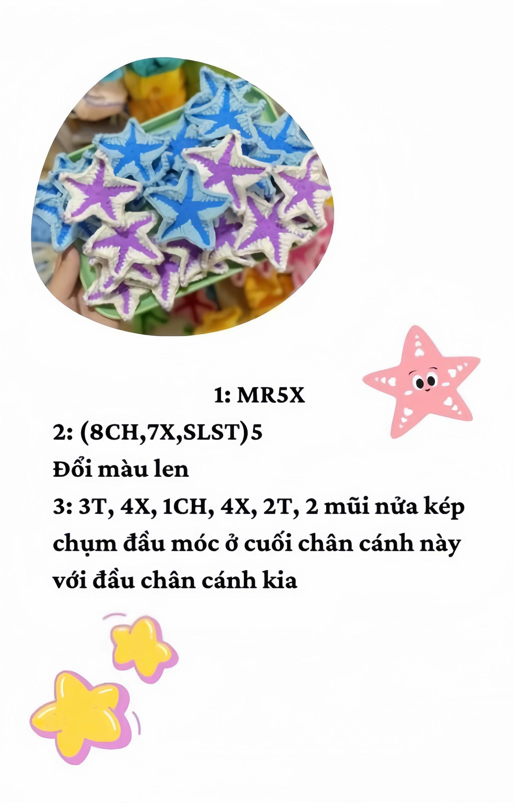 Chart móc len: Ngôi sao biển đầy màu sắc cho dự án thủ công