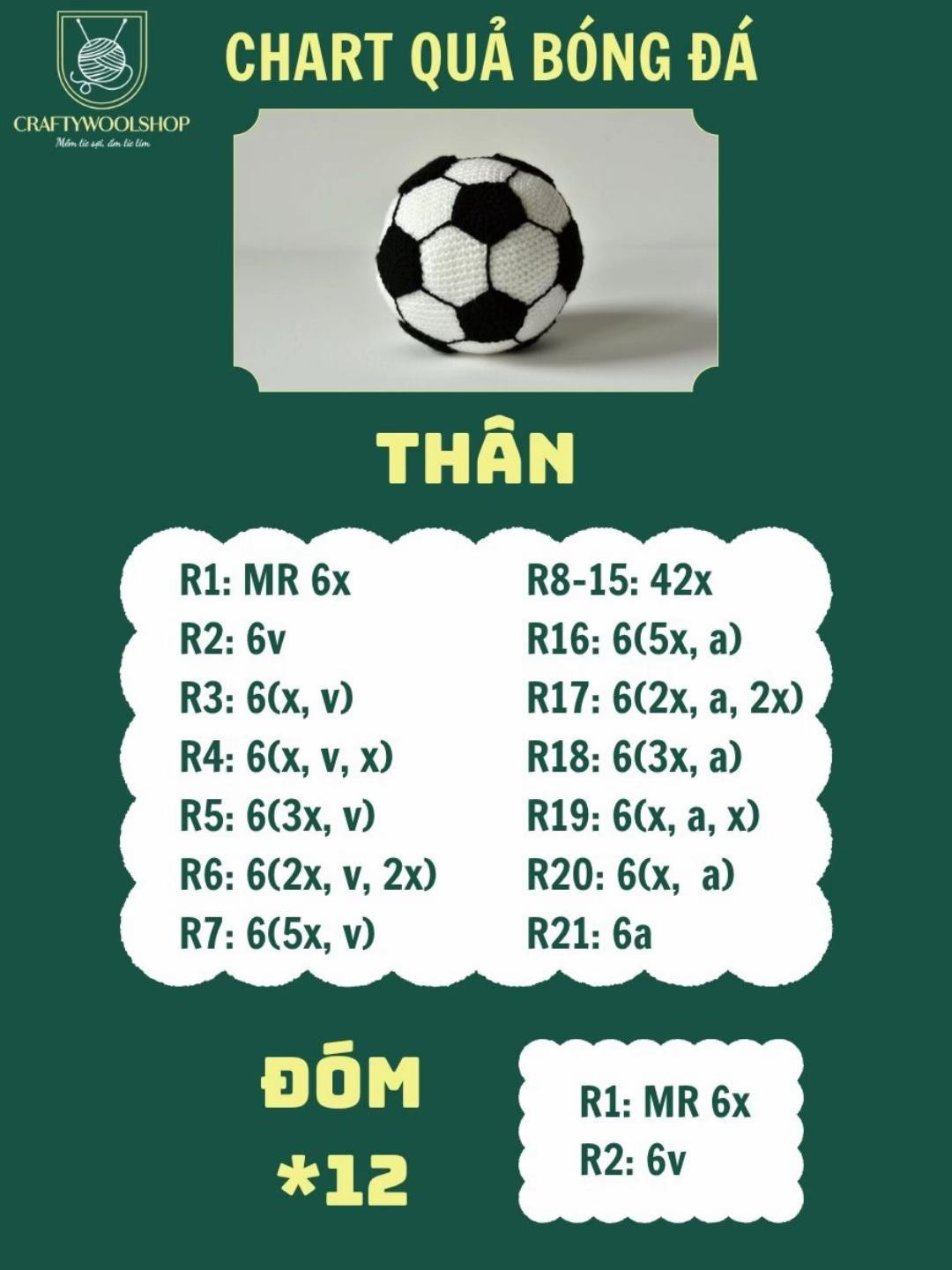 Chart móc len quả bóng đá ⚽️