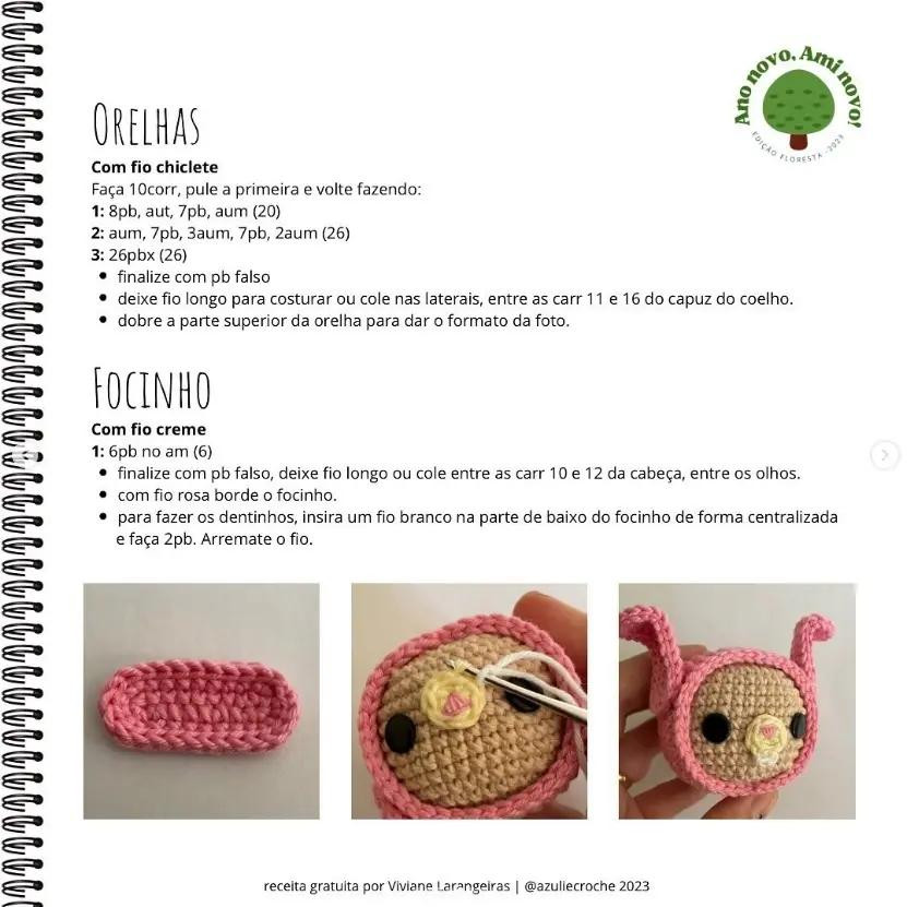 Chaveiro de Amigurumi de Coelho com Cenoura - Receita Grátis