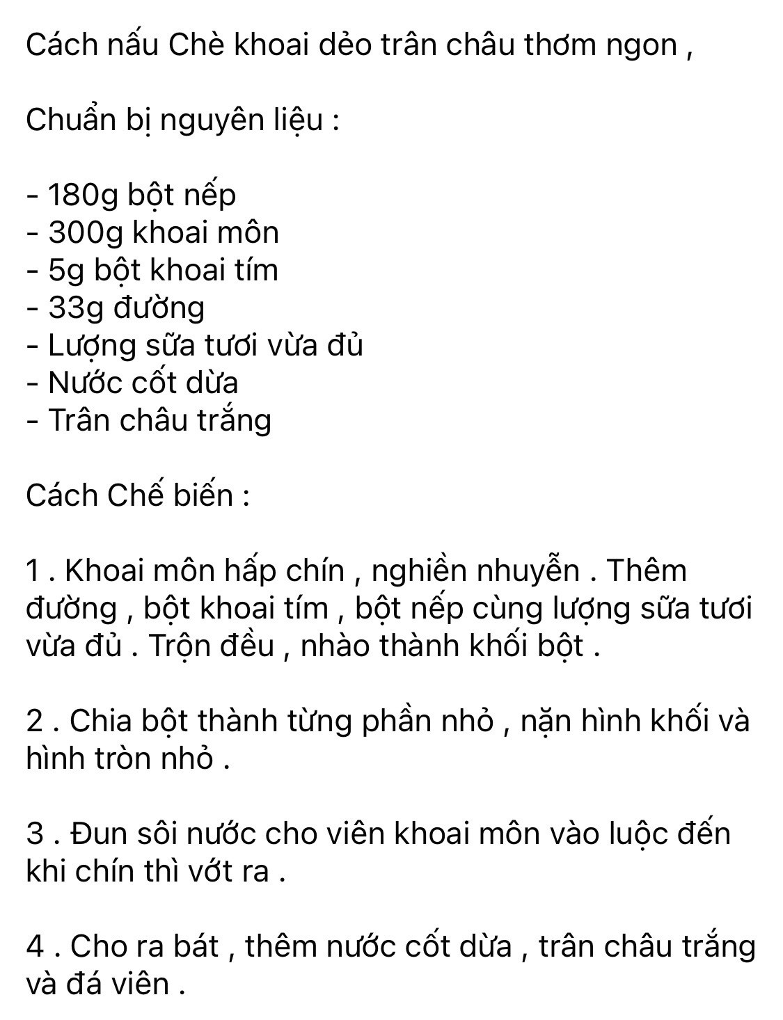 Chè Khoai Dẻo Trân Châu Ngọt Lịm Mát Lành