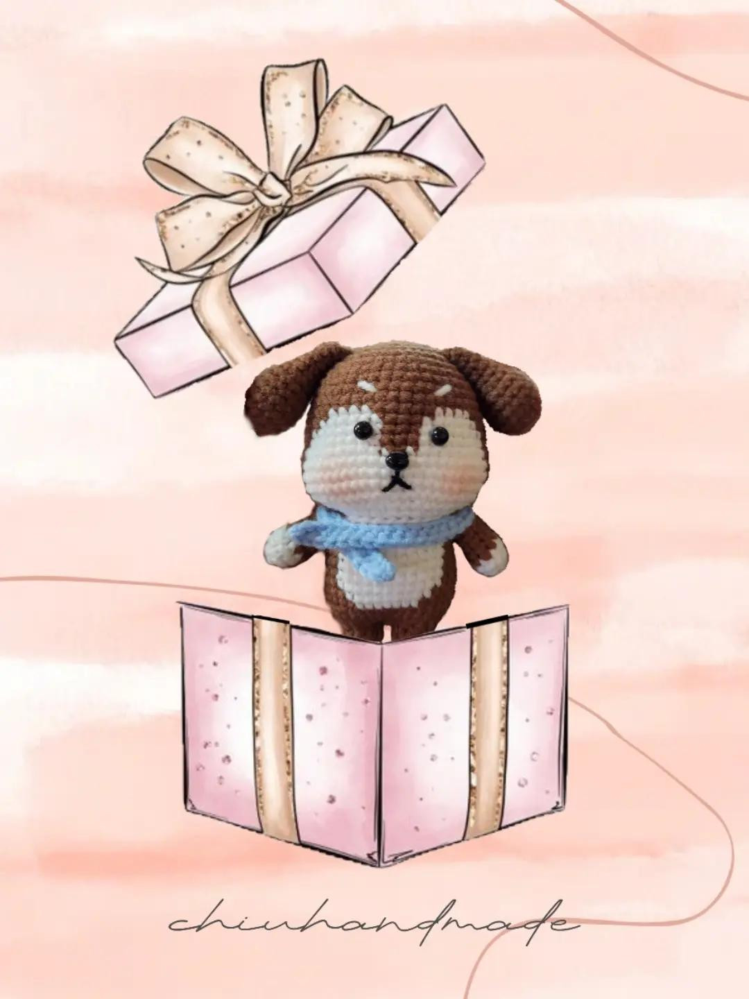 Chú chó len dễ thương với khăn xanh đáng yêu