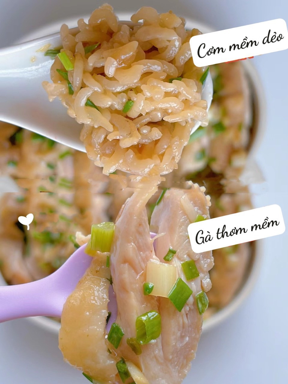 Cơm Gà Thơm Lừng Hành Lá Cho Bé Yêu