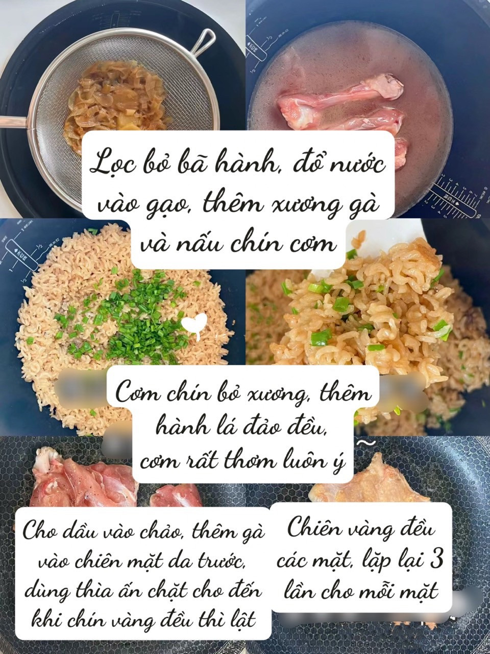 Cơm Gà Thơm Lừng Hành Lá Cho Bé Yêu