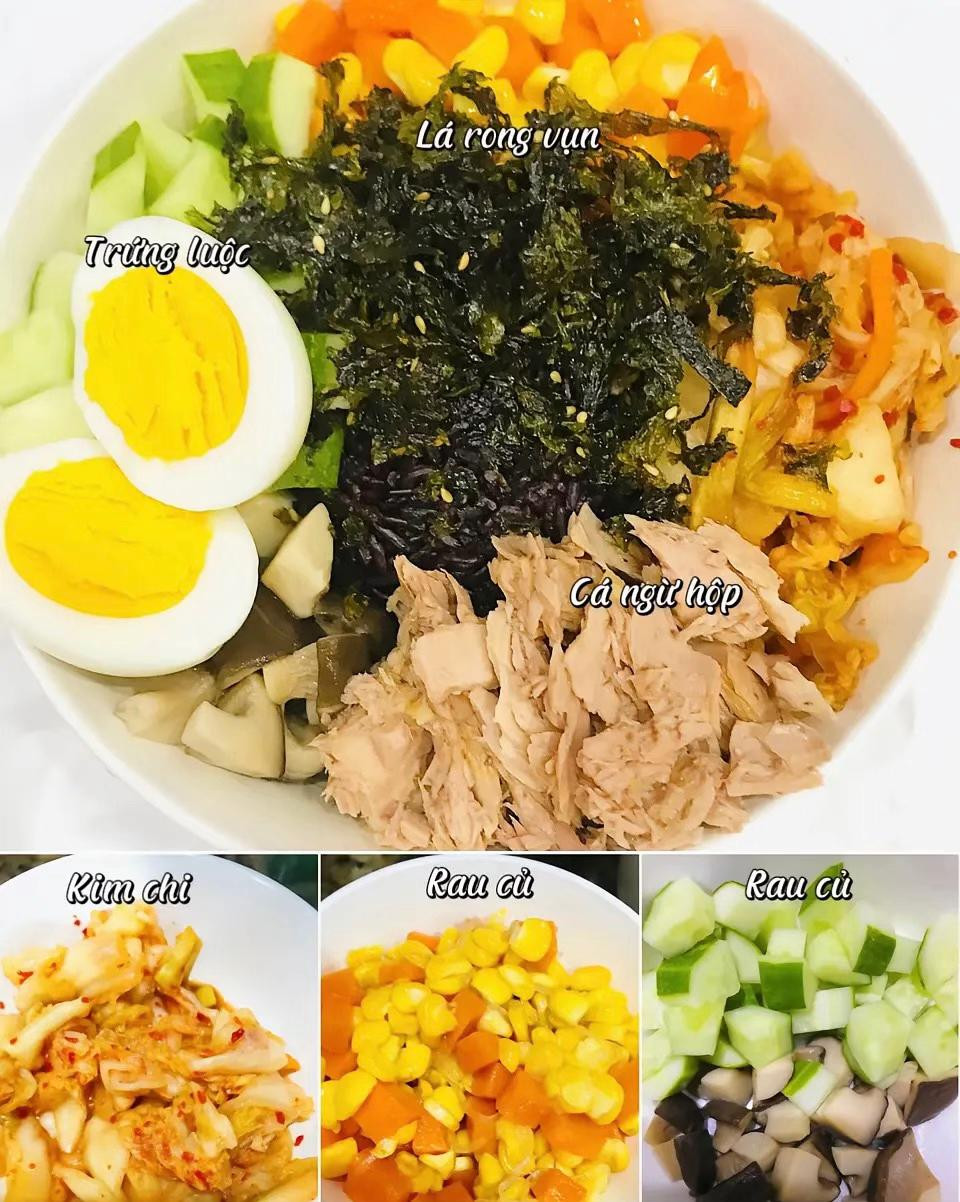 Cơm Trộn Kim Chi Cá Ngừ Lười Biếng Thơm Ngon