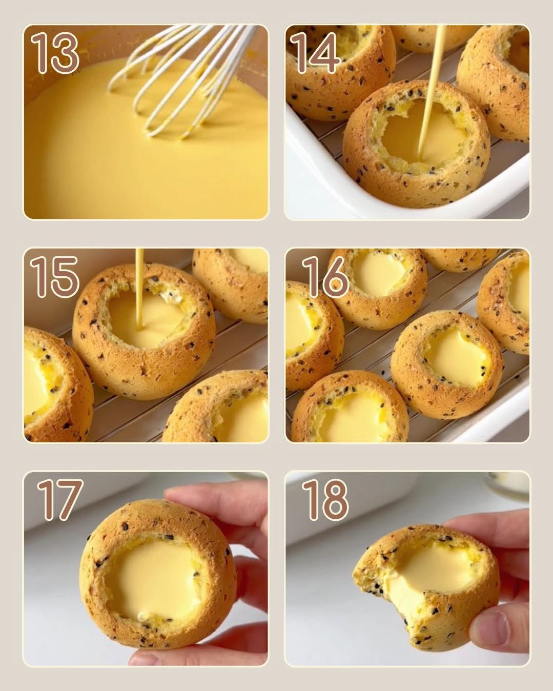 Công thức cách làm Bánh mì mochi Hàn Quốc nhân pudding CỰC KỲ CHI TIẾT