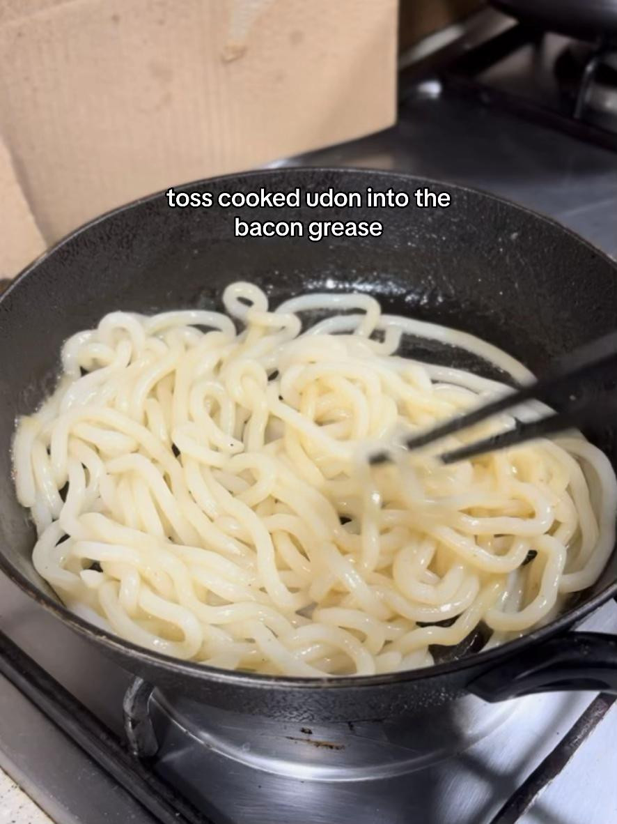 Creamy Bacon Mentaiko Udon Carbonara Delight