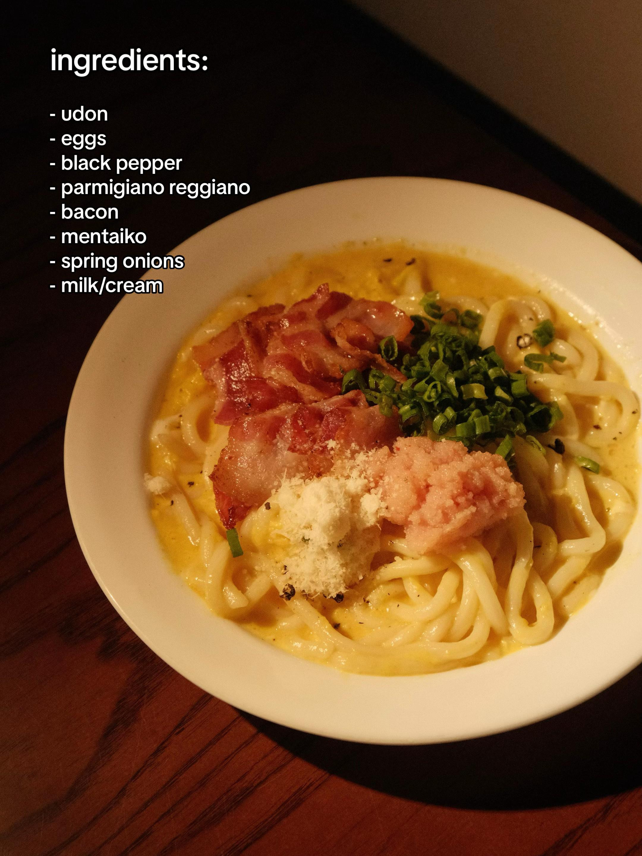 Creamy Bacon Mentaiko Udon Carbonara Delight