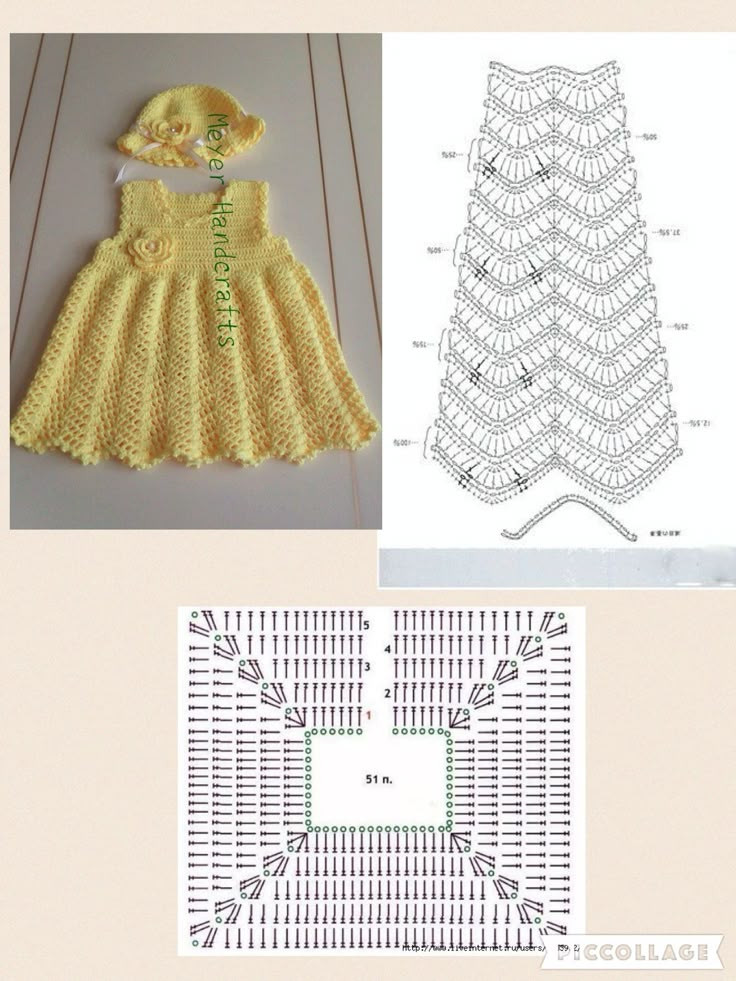 Crochet Baby Dress with Matching Hat Pattern