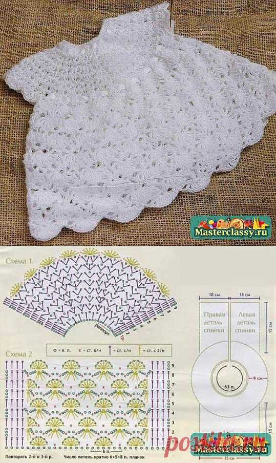 Crochet Baby Dress with Pink and White Zigzag Pattern