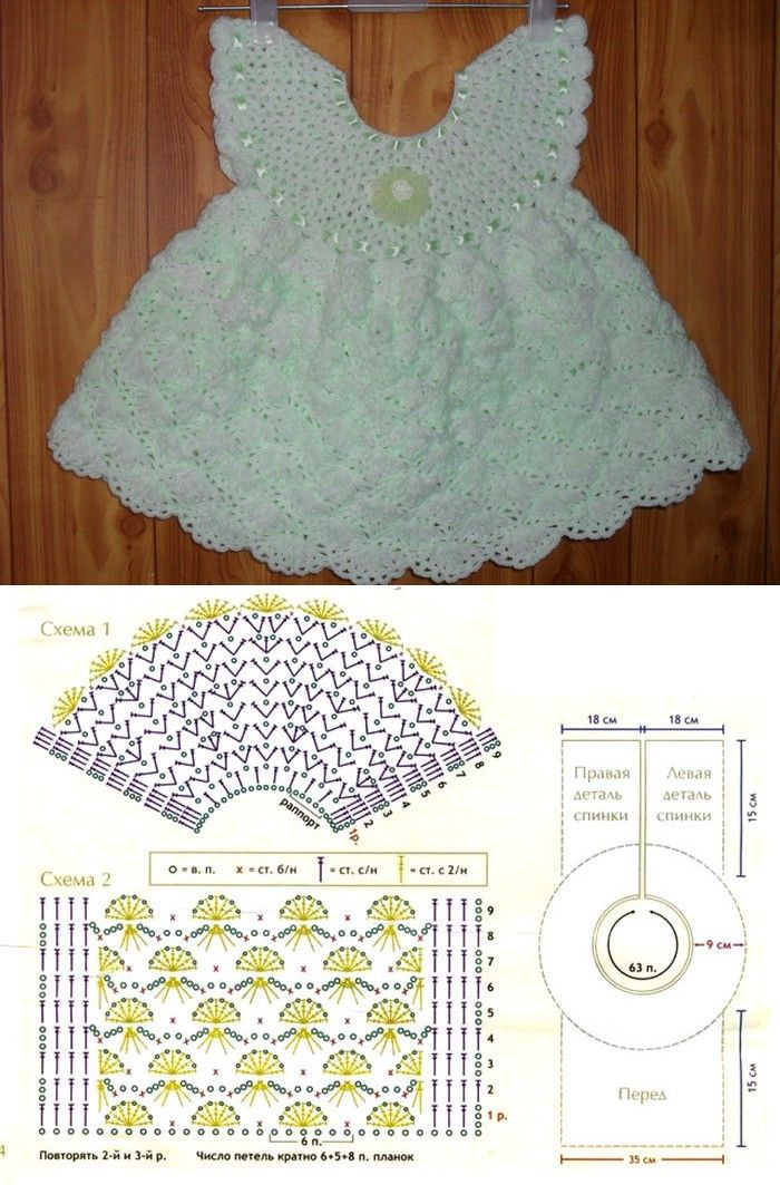 Crochet Baby Dress with Pink and White Zigzag Pattern