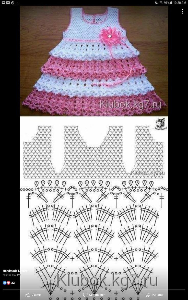 Crochet Baby Dress with Pink and White Zigzag Pattern