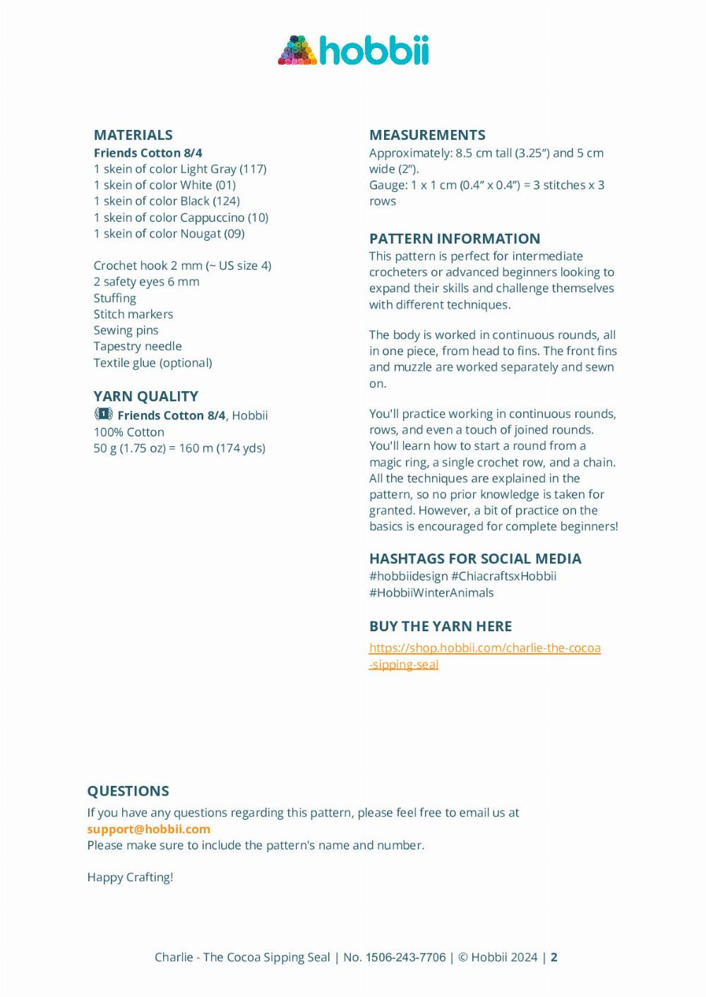 Crochet Charlie the Seal Enjoying a Cup of Cocoa