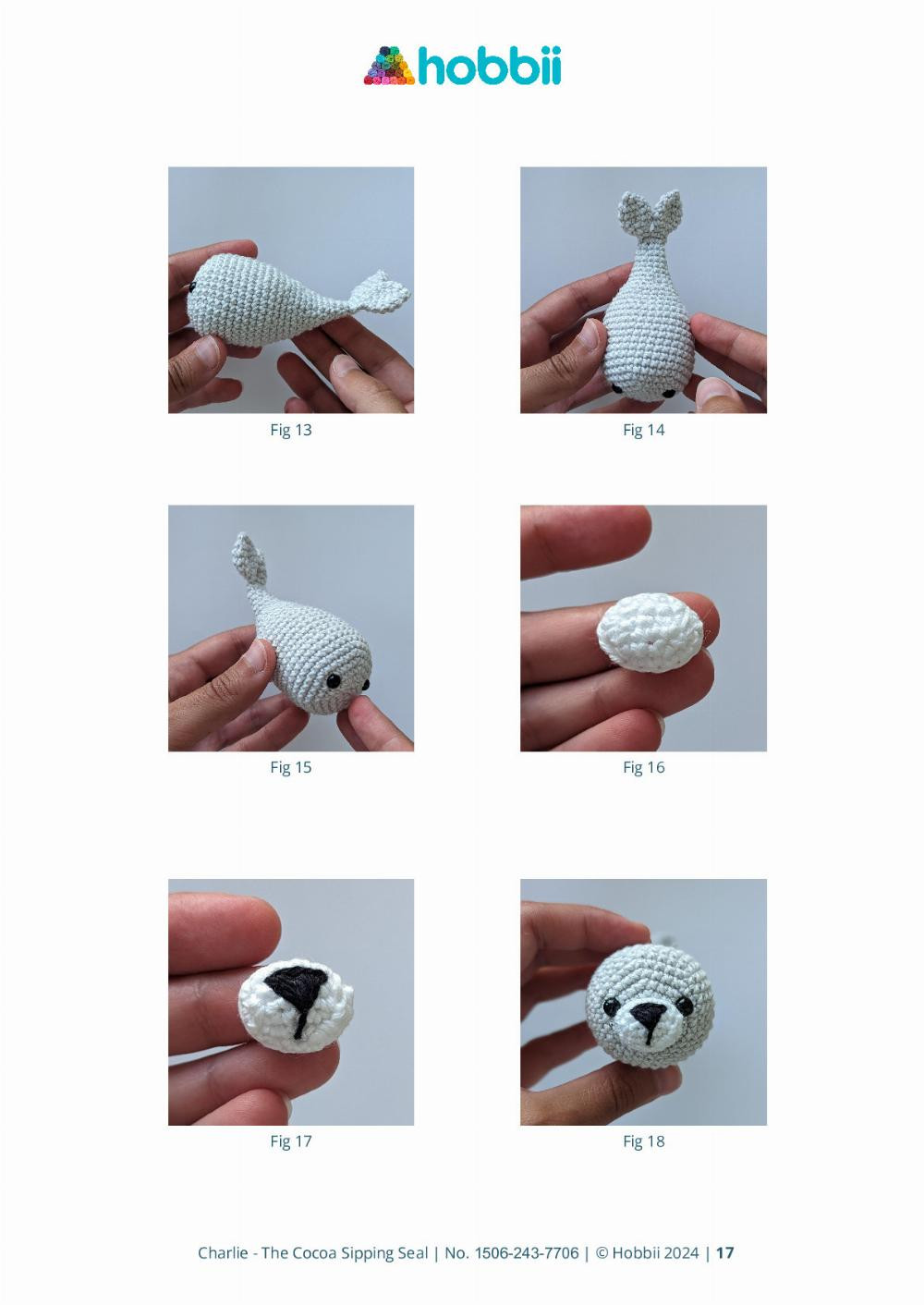 Crochet Charlie the Seal Enjoying a Cup of Cocoa