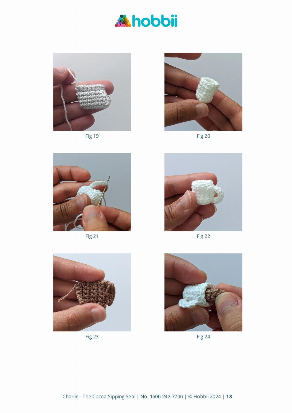 Crochet Charlie the Seal Enjoying a Cup of Cocoa