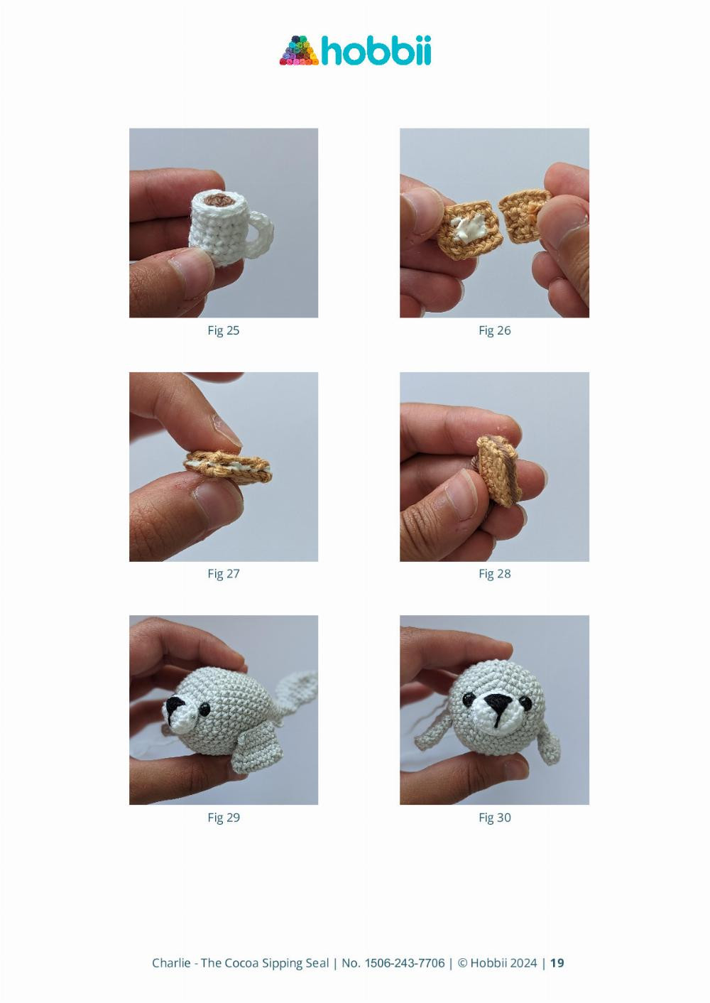 Crochet Charlie the Seal Enjoying a Cup of Cocoa