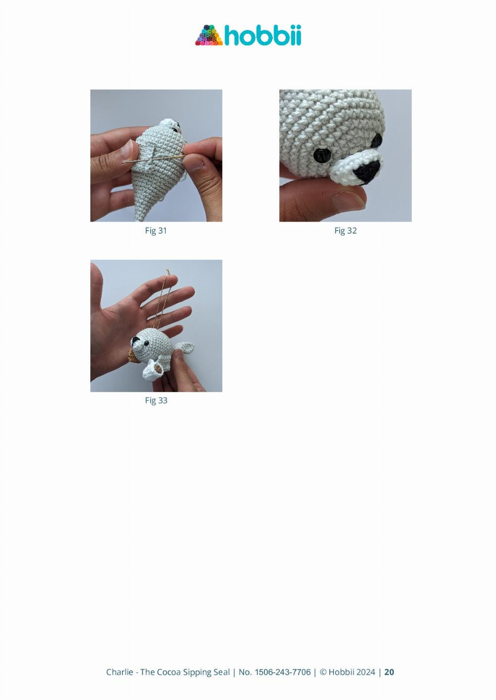 Crochet Charlie the Seal Enjoying a Cup of Cocoa