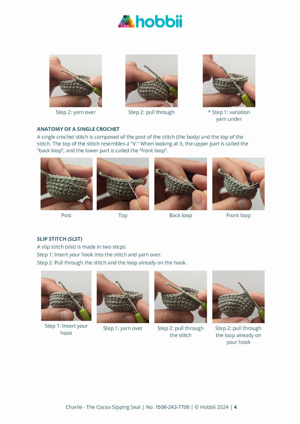 Crochet Charlie the Seal Enjoying a Cup of Cocoa