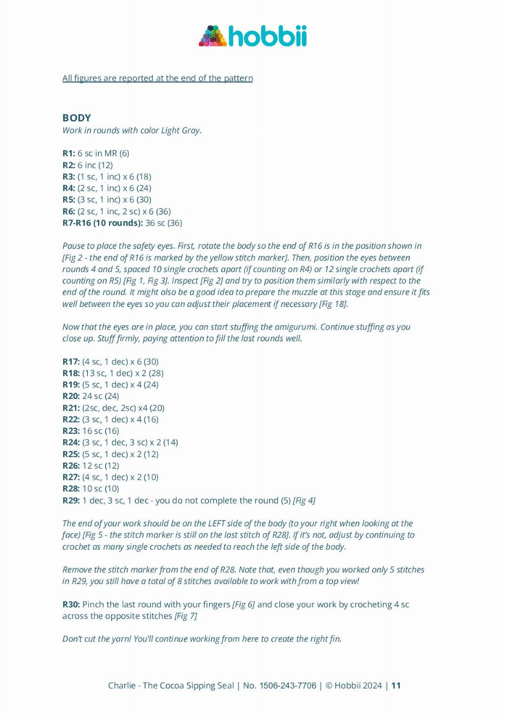Crochet Charlie the Seal Enjoying a Cup of Cocoa