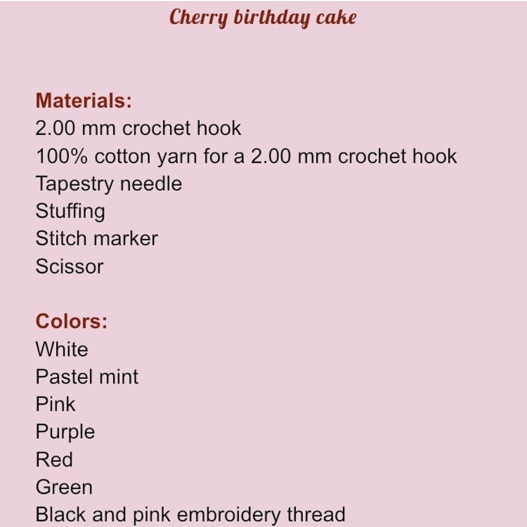 Crochet Cherry Birthday Cake Pattern for Celebrations
