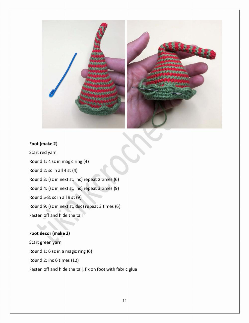 Crochet Christmas Elf Amigurumi Ornament Pattern for Festive Decorations