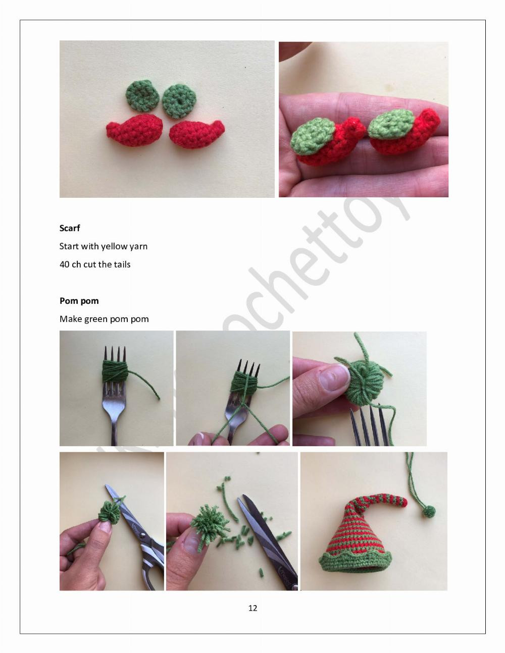 Crochet Christmas Elf Amigurumi Ornament Pattern for Festive Decorations