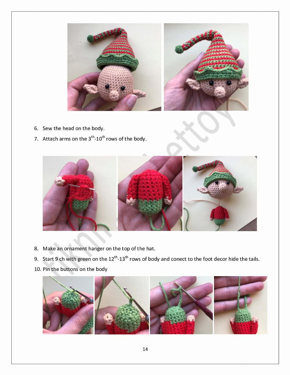 Crochet Christmas Elf Amigurumi Ornament Pattern for Festive Decorations