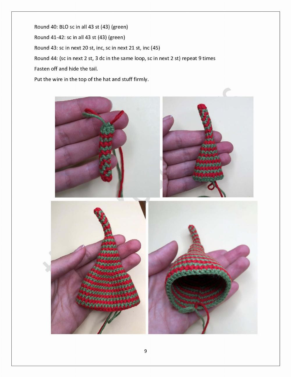 Crochet Christmas Elf Amigurumi Ornament Pattern for Festive Decorations