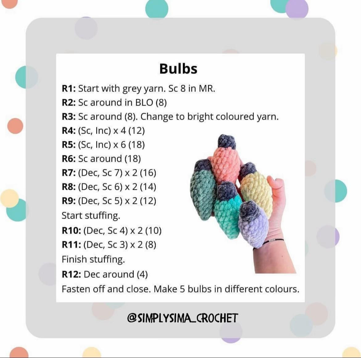 Crochet Christmas Garland Pattern with Colorful Lights, No Sew Required