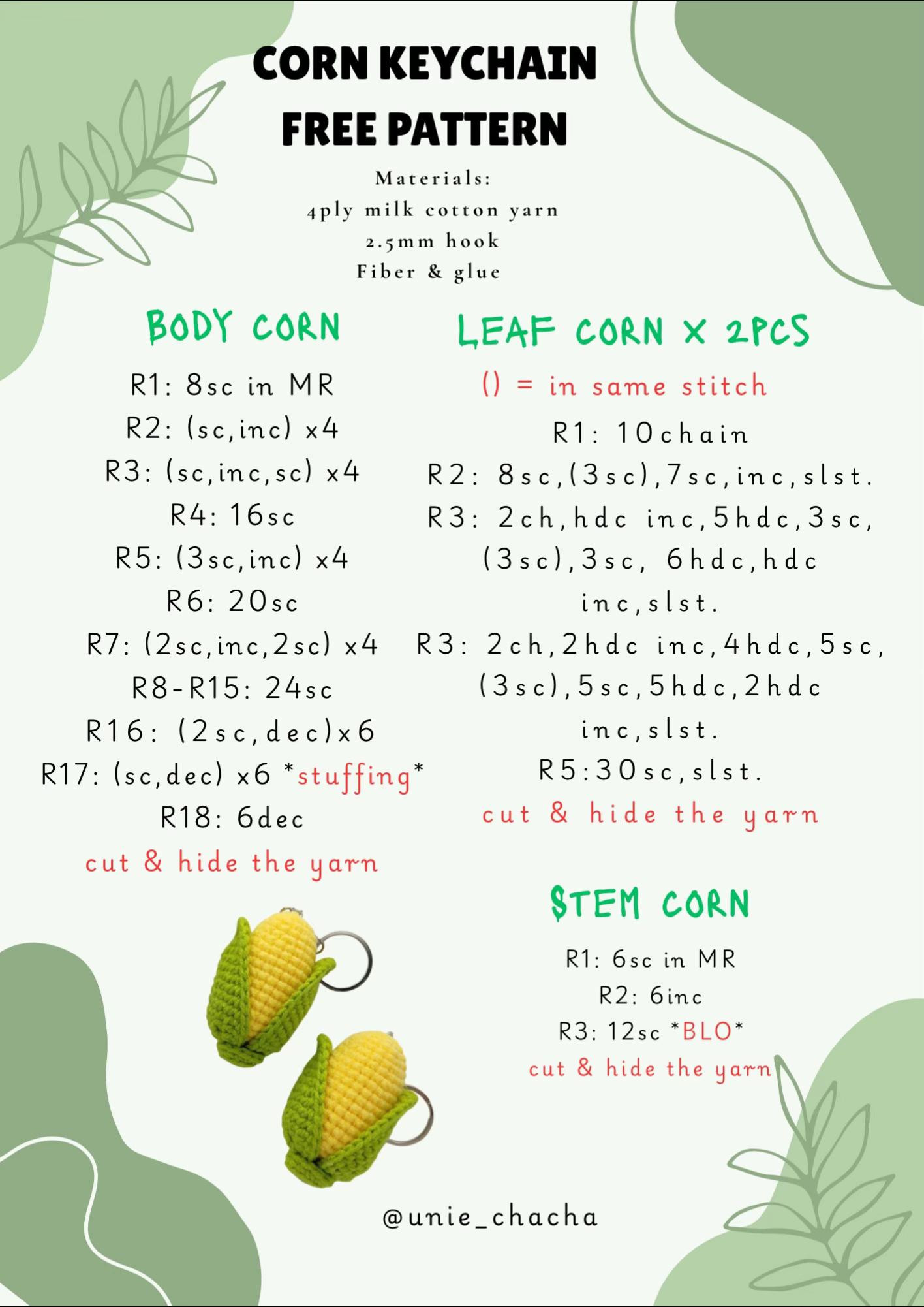 Crochet Corn Keychain Pattern for Beginners Workshop