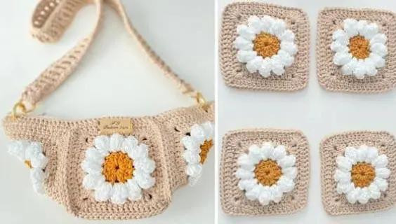 Crochet Daisy Bag Pattern with Adjustable Strap