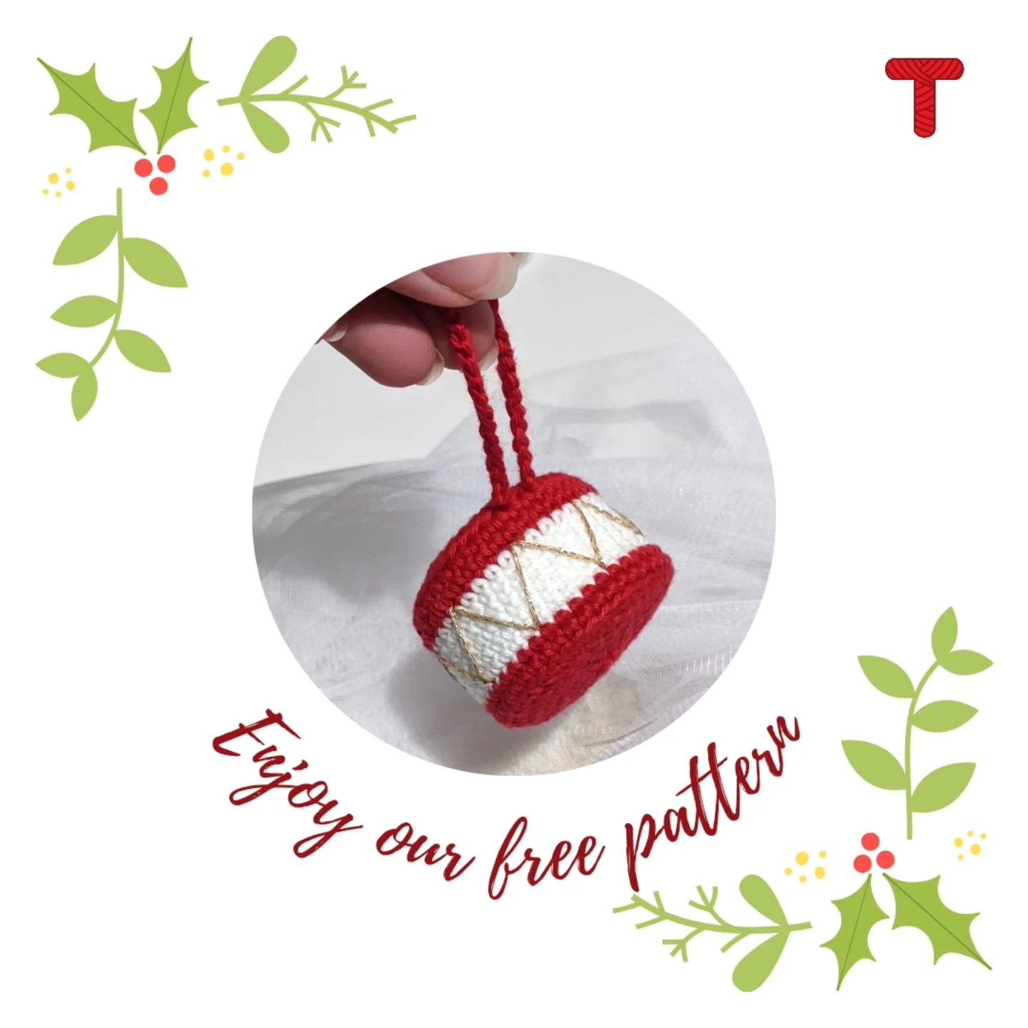 Crochet Drum Christmas Ornament Pattern - Free and Easy Tutorial