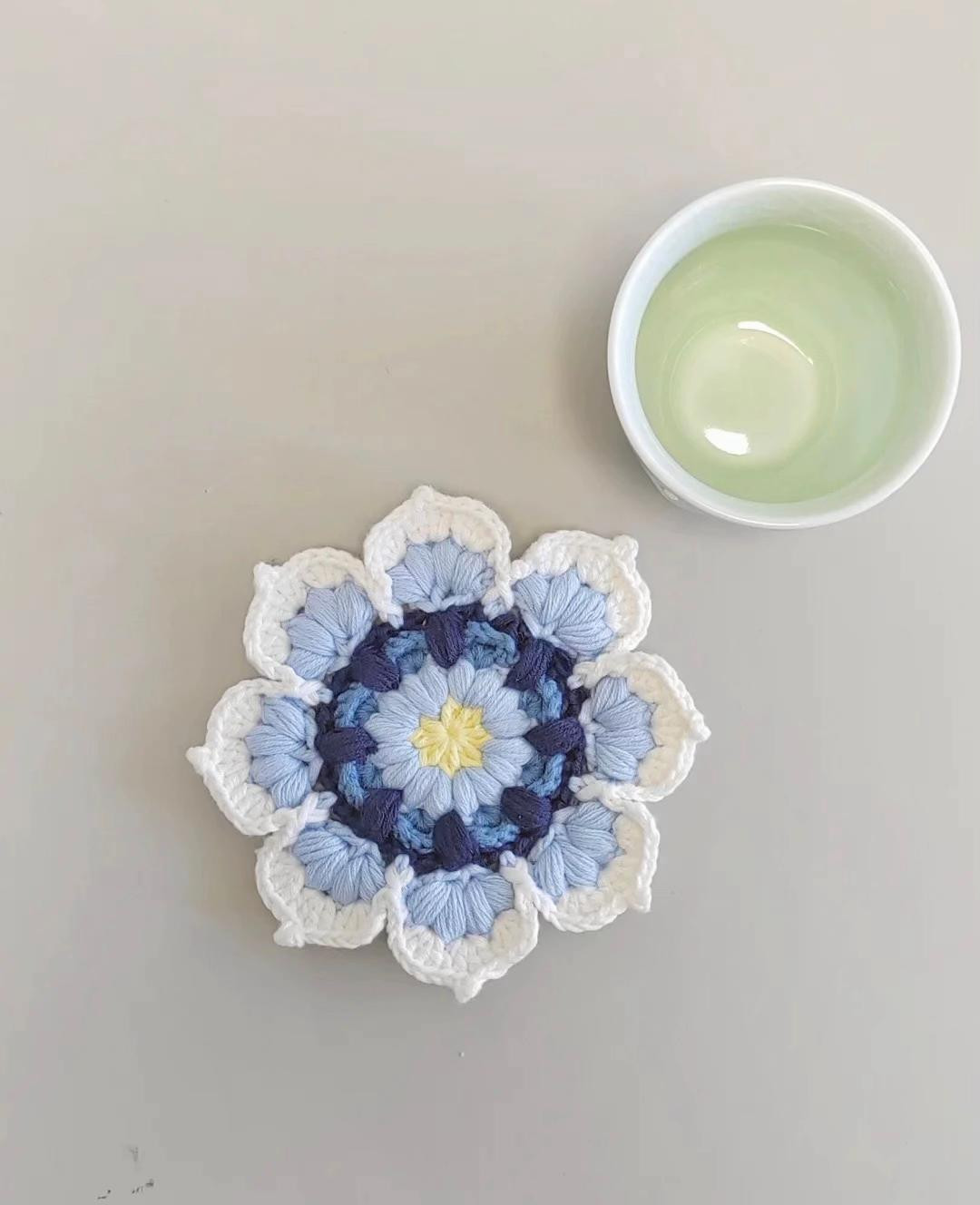 Crochet Floral Coaster for a Relaxing Tea Time Experience