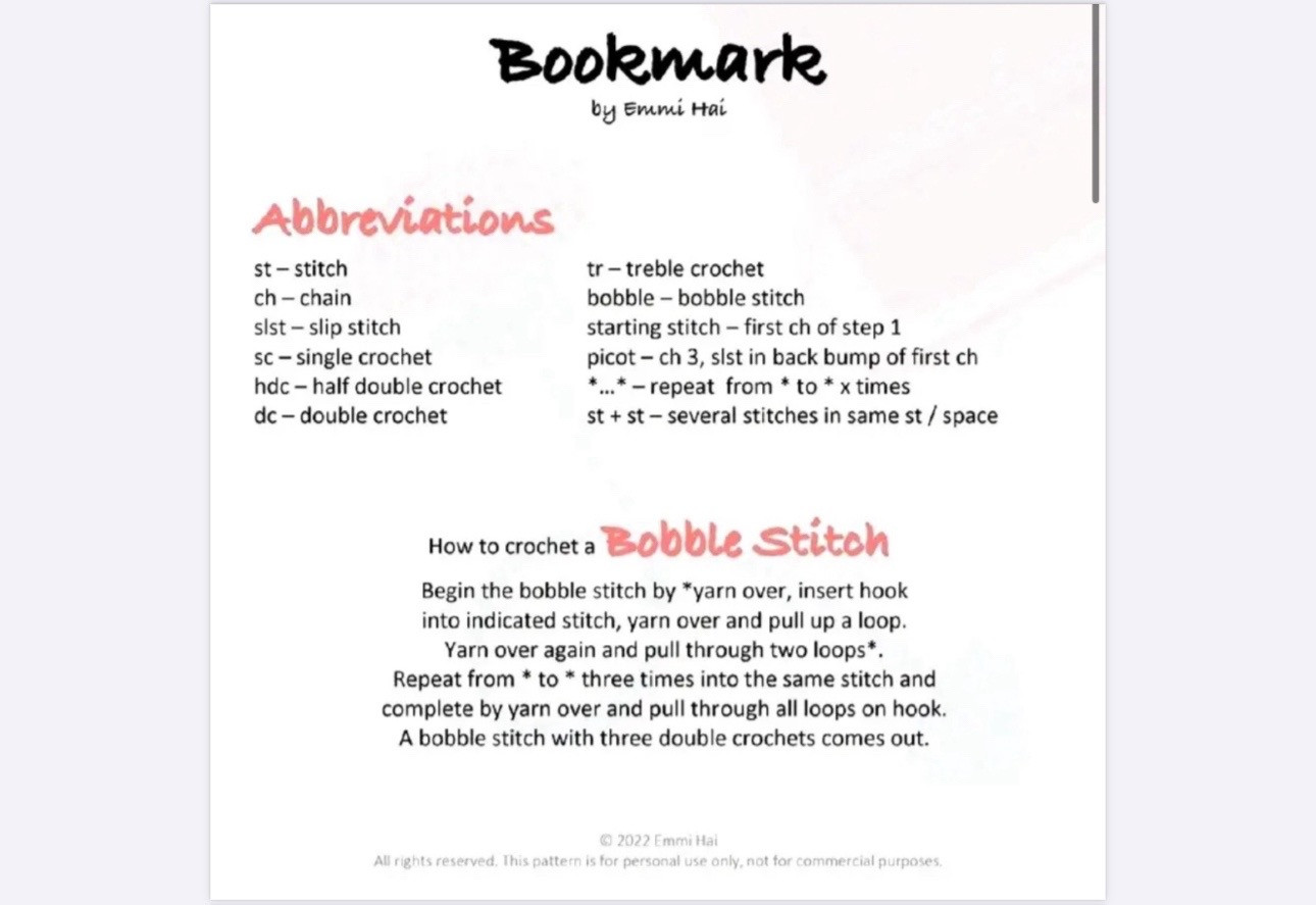 Crochet Flower Bookmark Pattern with Heart Design