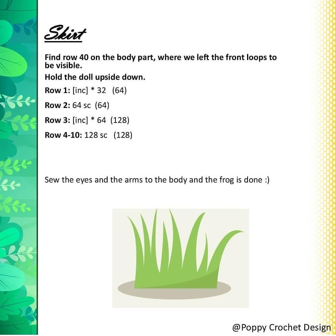 Crochet Frog Doll with Striped Legs and Cute Skirt