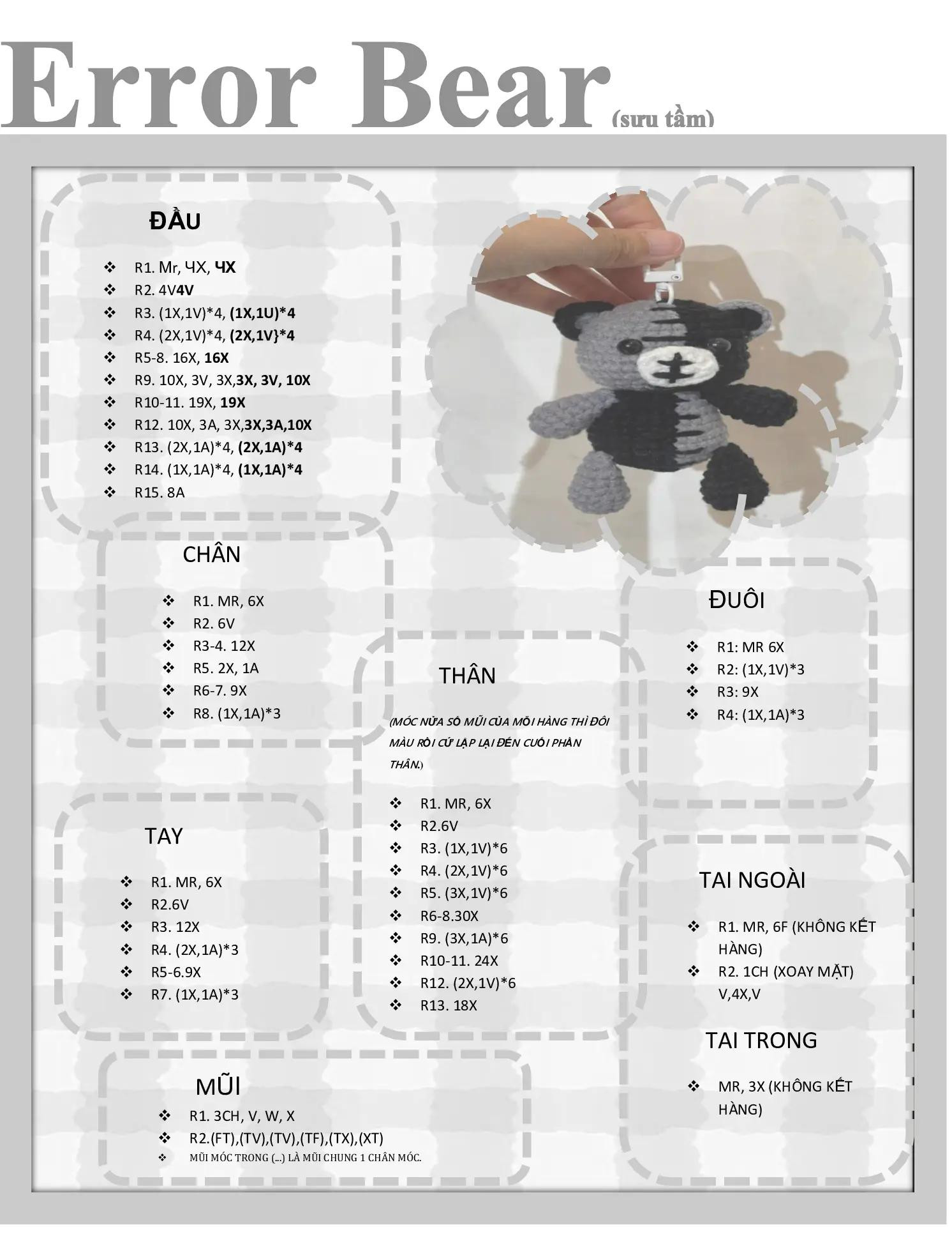 Crochet Gothic Teddy Bear Amigurumi Pattern