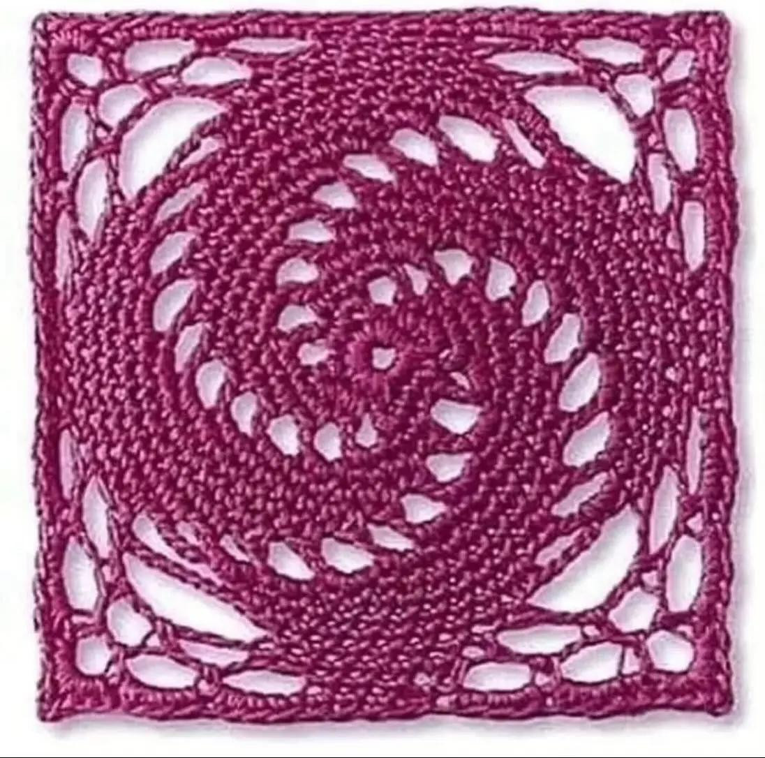 Crochet Granny Square with Floral Center Pattern