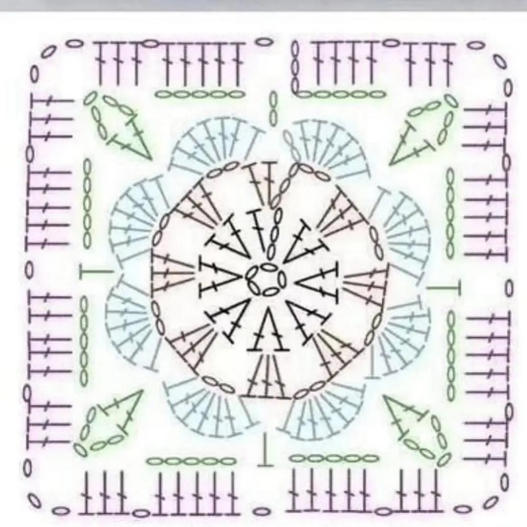 Crochet Granny Square with Floral Center Pattern