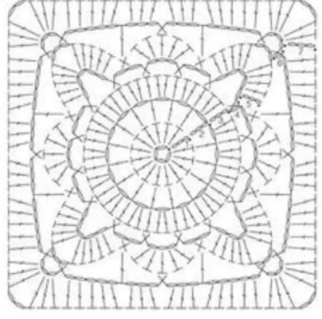 Crochet Granny Square with Floral Center Pattern