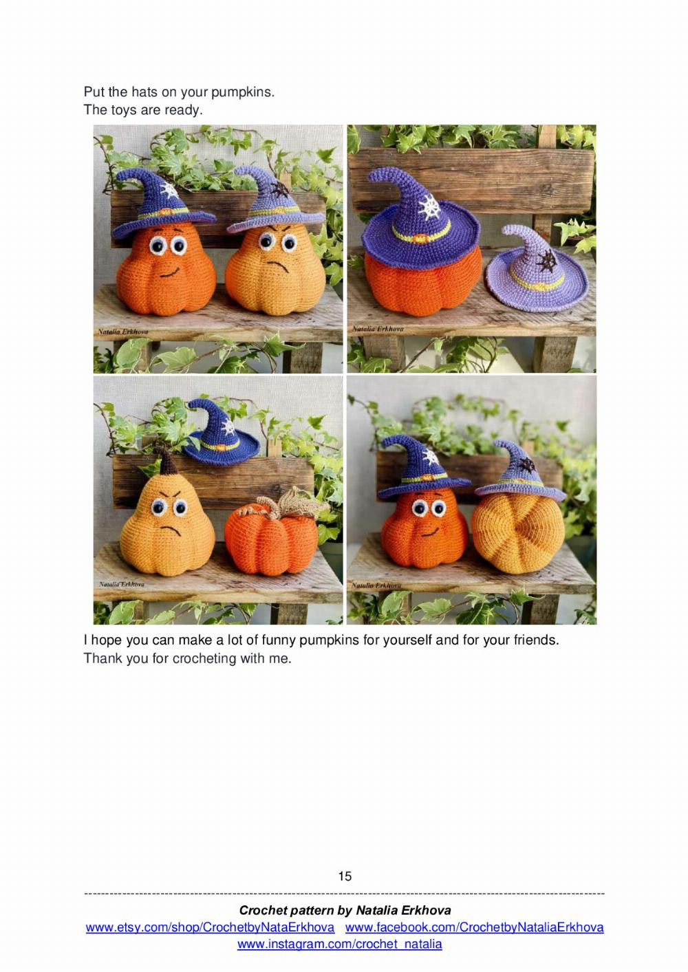 Crochet Halloween Pumpkin with Witch Hat Pattern by Natalia Erkhova