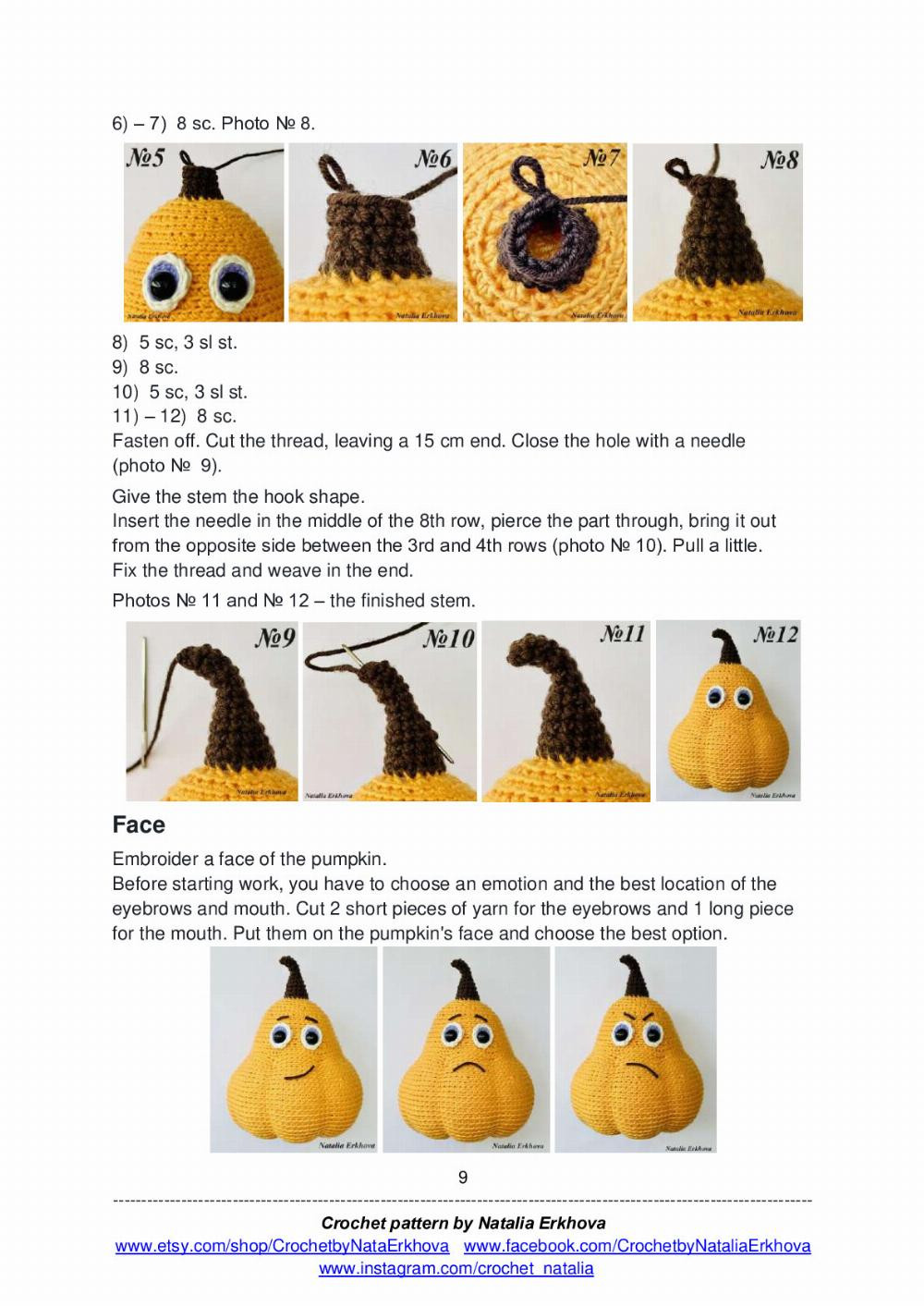 Crochet Halloween Pumpkin with Witch Hat Pattern by Natalia Erkhova